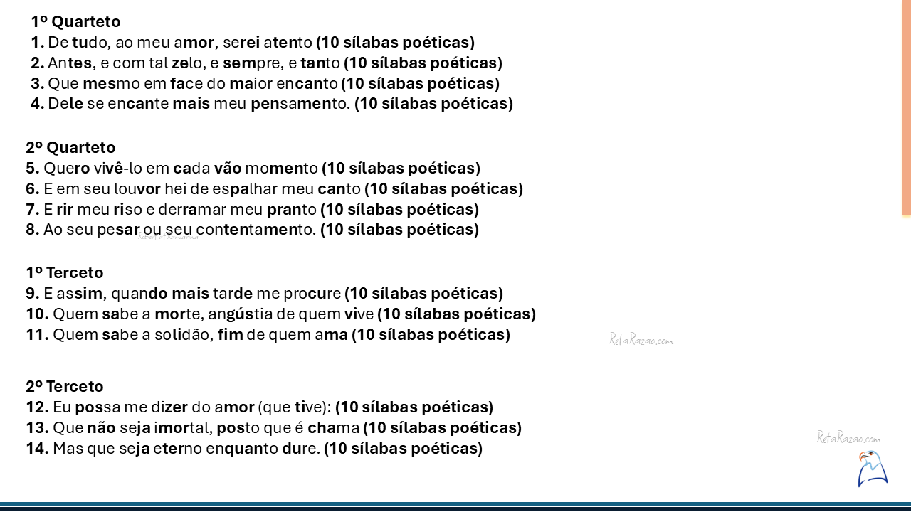 Miniatura da Lição 2 — escansão do Soneto de Fidelidade.